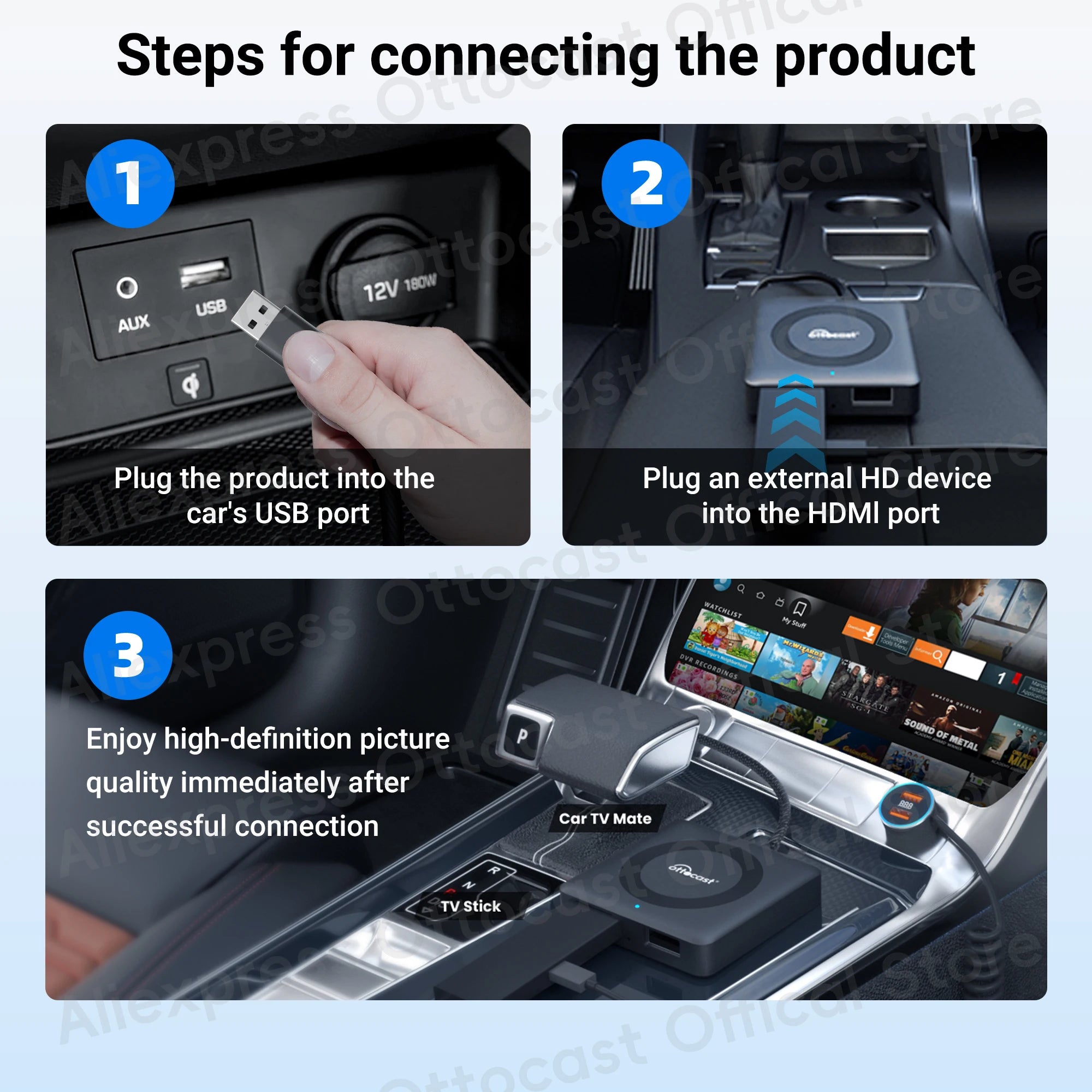 OTTOCAST Car TV Mate Pro C4 Wireless CarPlay Android Auto Adapter Multimedia Adapter Video Converter for HDMI for TV Sticks New