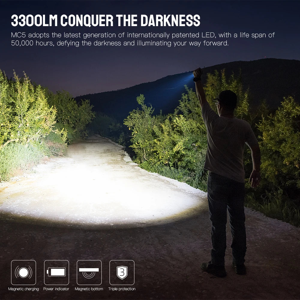 Trustfire MC5  3300Lumen  Lamp 21700 Battery Torchs with and Power Indicator