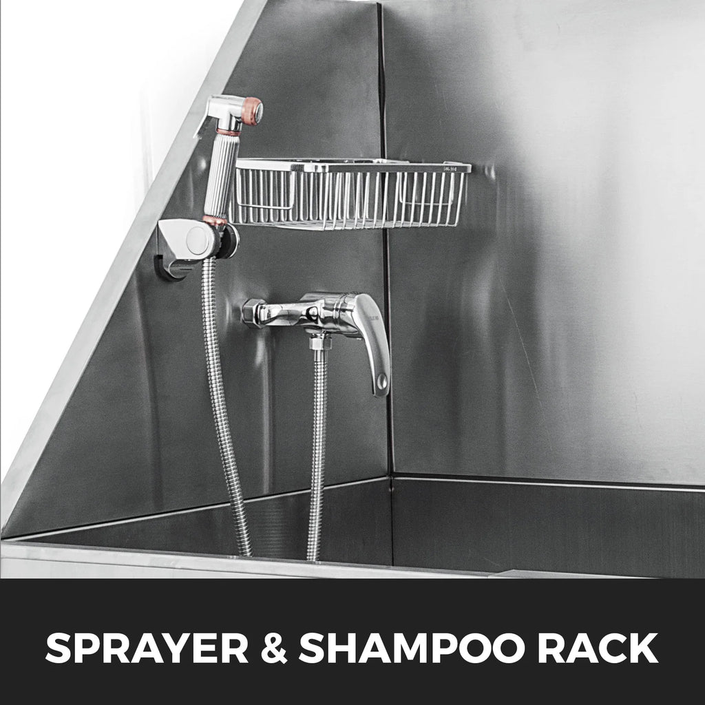 SucceBuy 62In  Professional Stainless Steel  With Steps  Dog Washing Station