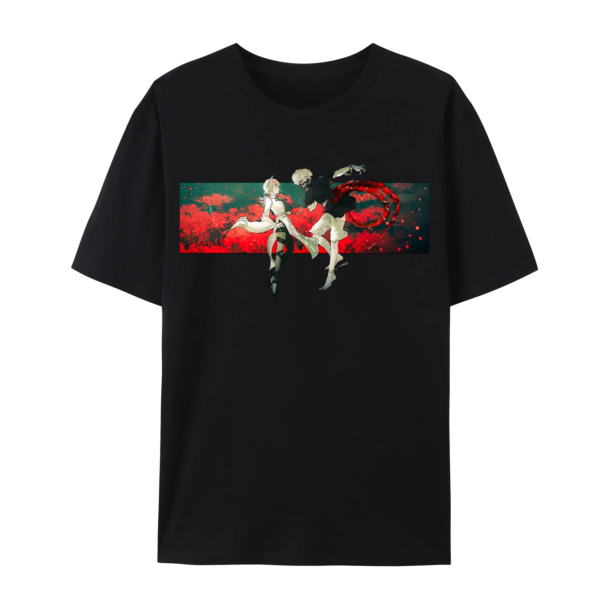 Tokyo Anime Ghoul Kaneki Ken Graphic Cotton T-Shirt, Japanese Anime  Short Sleeve Crewneck Shirt