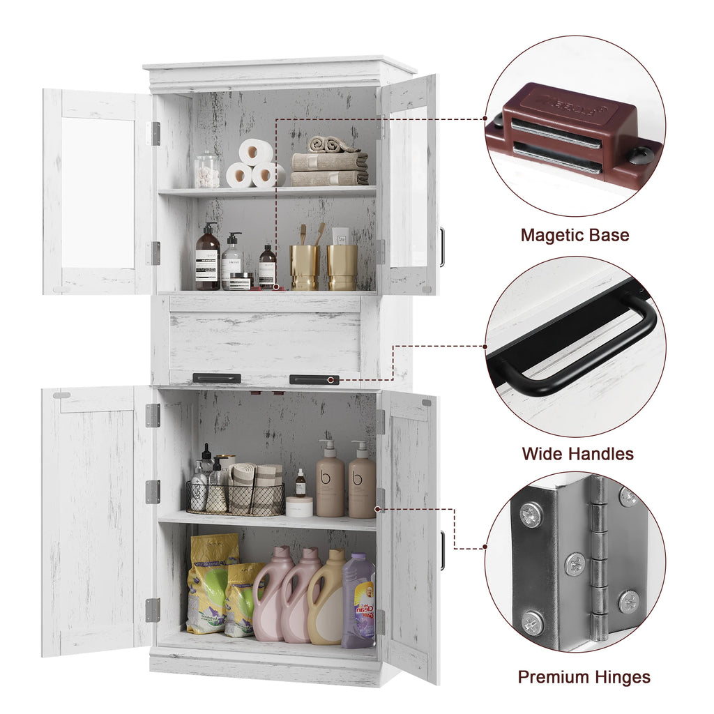 Tall Bathroom Cabinet, Slim Bathroom Storage Cabinet, Freestanding Narrow Cabinet with Adjustable Shelves