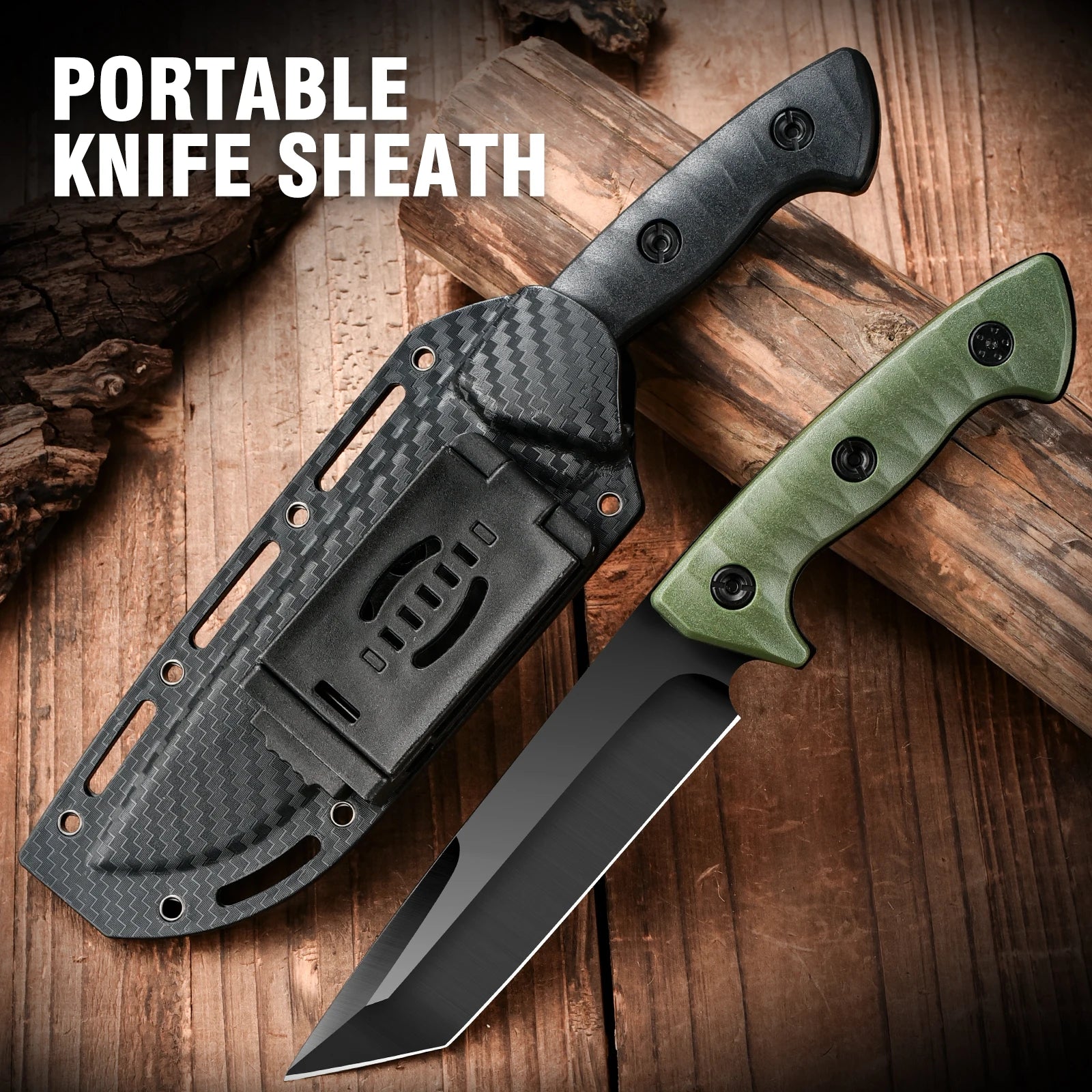 Rainforest Survival Knife - Lightweight, Stainless Steel with Wooden Handle & Spear