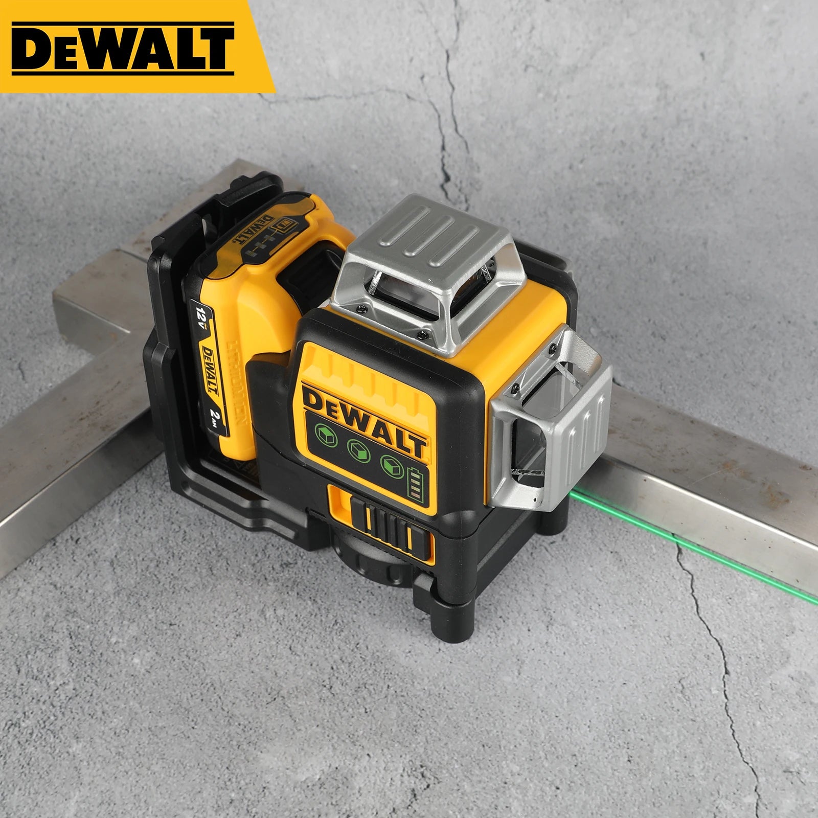 Dewalt DW089LG 12-Line Green Beam Laser Level - 360° 3-Side Coverage, 12V Li-Ion, Jobsite Ready for Any Task