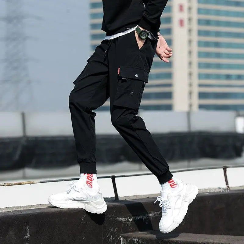 2025 New Outdoor Casual Pants Men's wear-resistant loose-fitting straight-leg multi-pocket overalls men's trousers