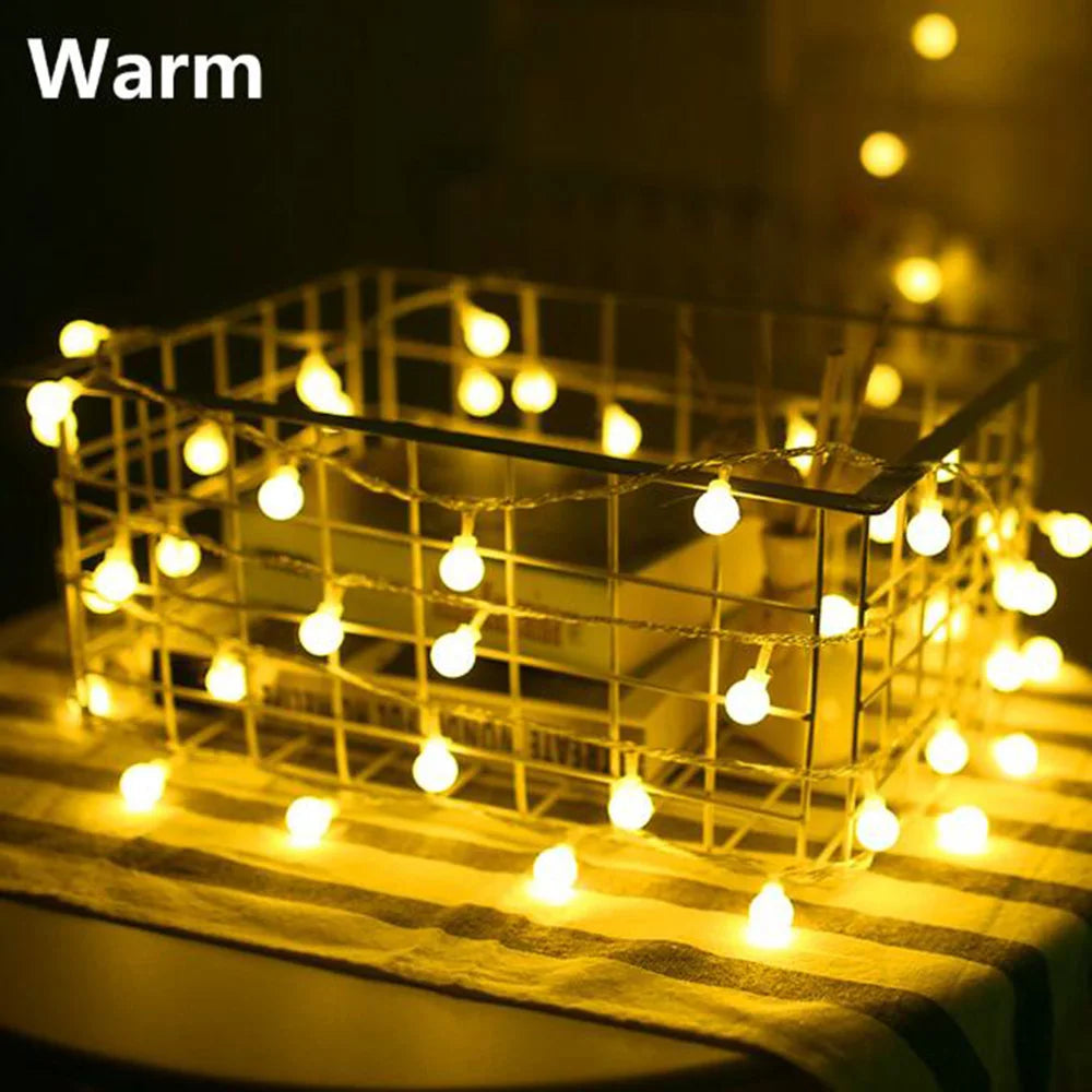 USB/Battery Power LED Ball Garland Lights Fairy String Waterproof Outdoor Lamp Christmas Holiday Wedding Party Lights Decoration