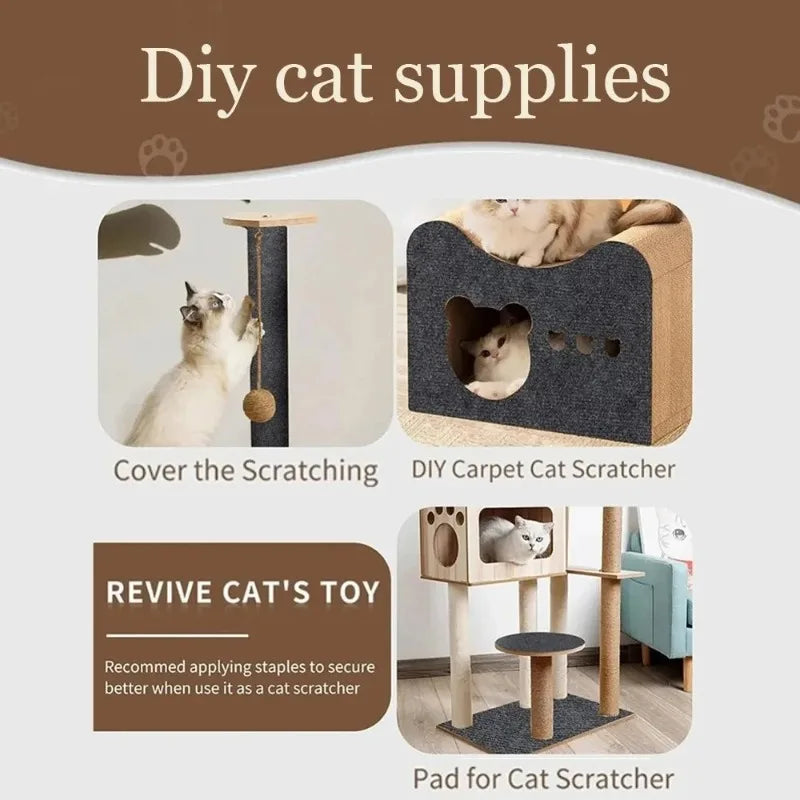 Self-Adhesive Cat Scratching Mat Trimmable Cat Carpet Cat Scratching Carpet Corner Wall DIY Scratch Sofa Furniture Protector
