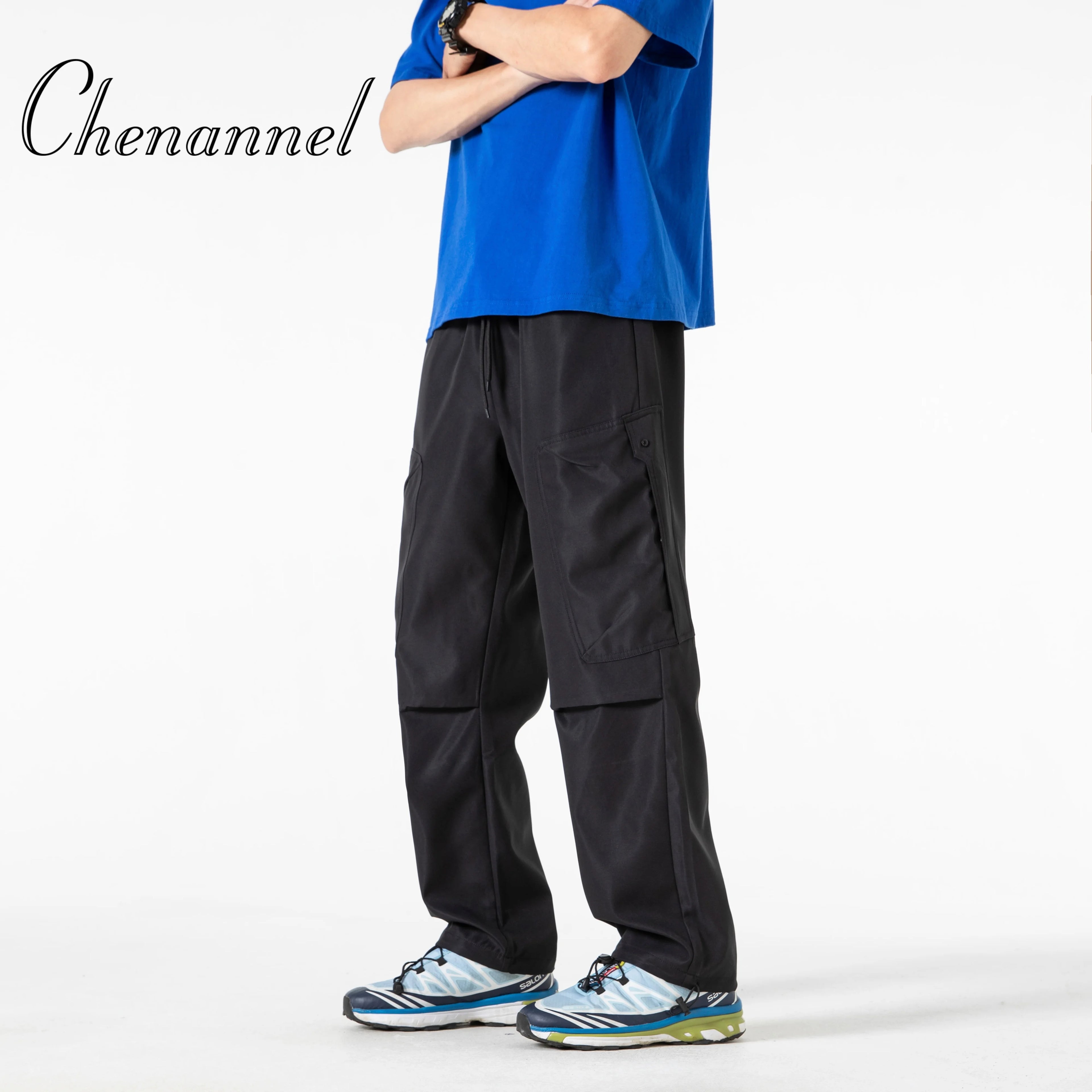 Outdoor Climbing Camping Hiking Trousers Casual Loose Cuffed Pants Men's Solid Color Long Pants Autumn Fashion Men Clothing