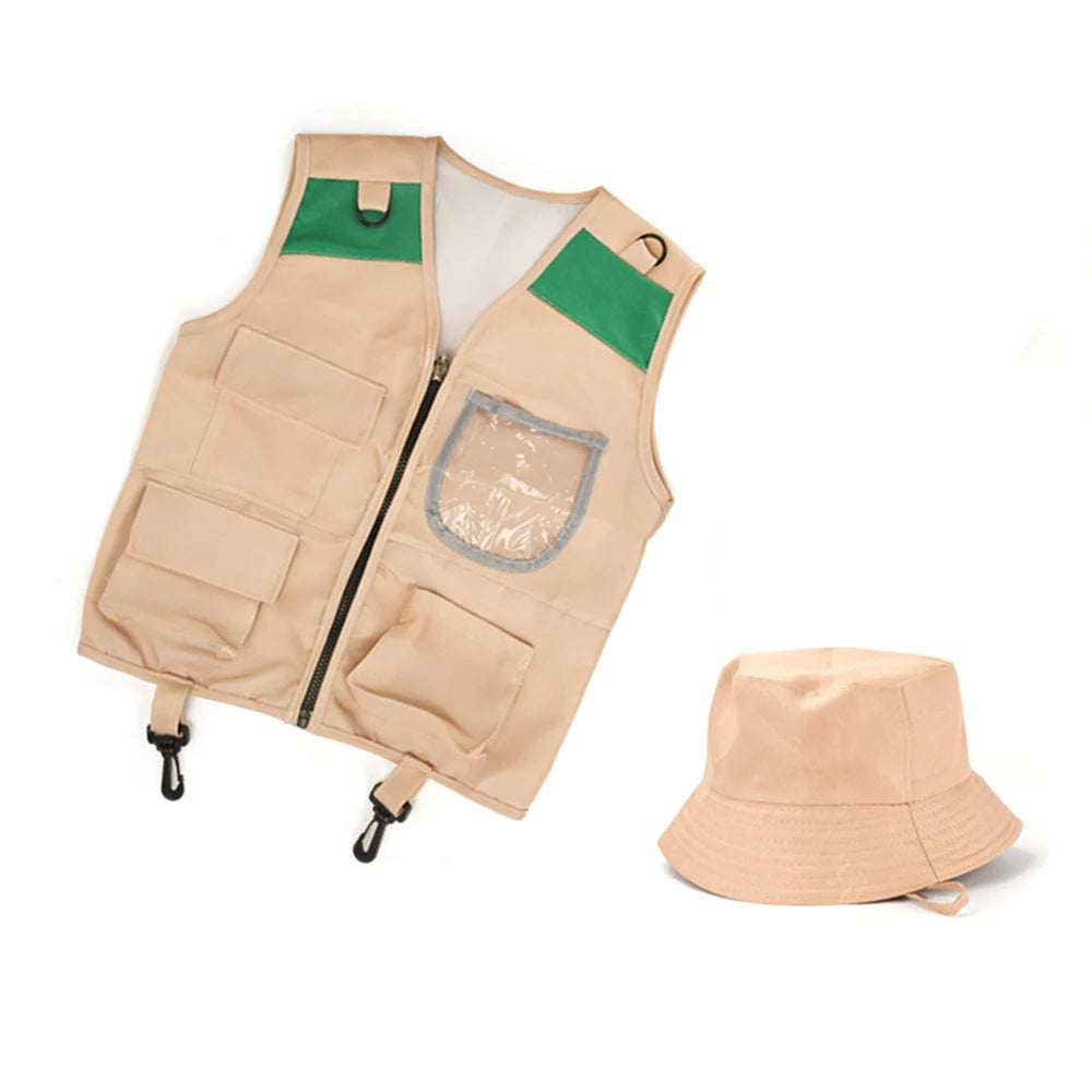Children'S Outdoor Adventure Vest Set,Cosplay Role-Playing,Outdoor Adventurer Performance Clothing