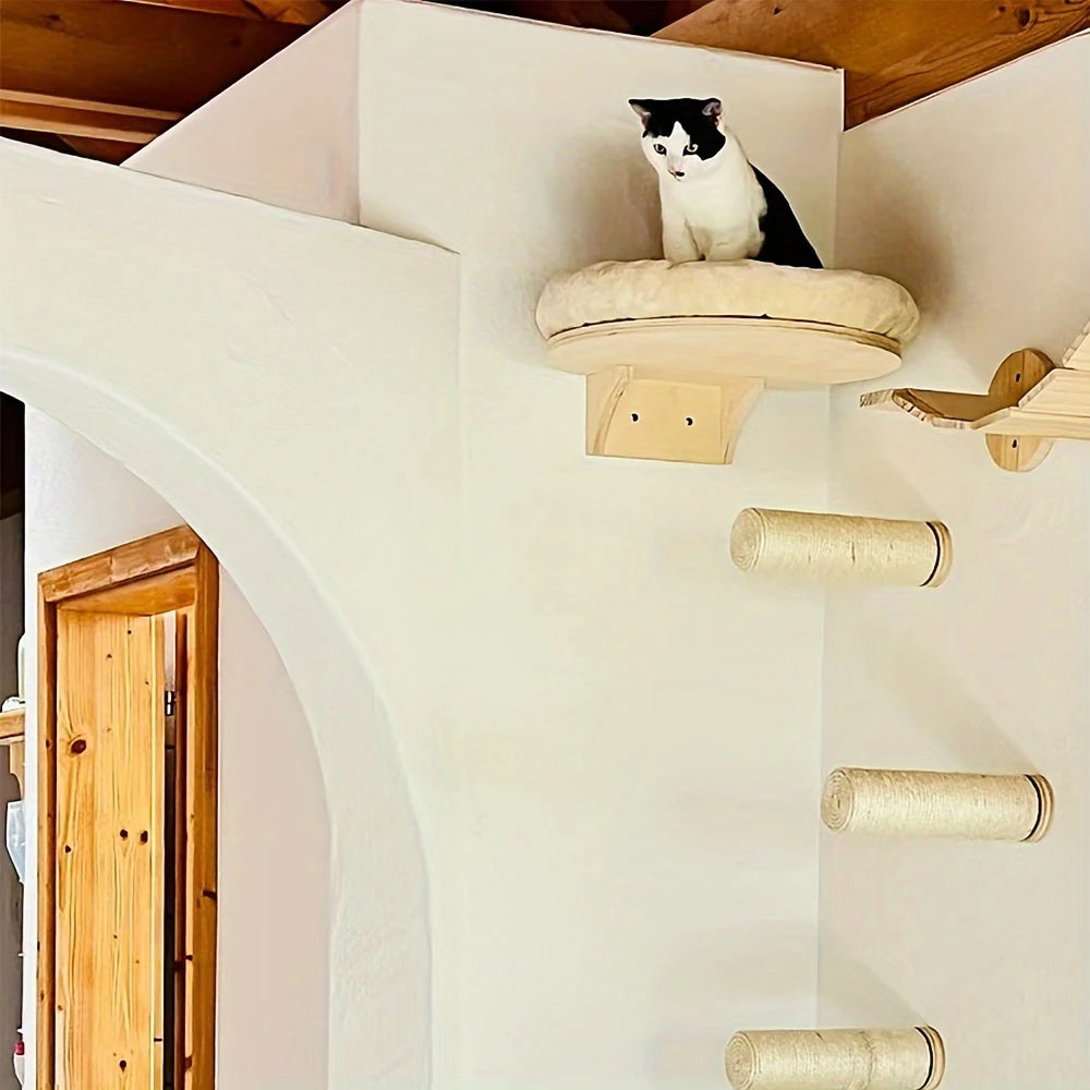 Cat Wall Mounted Solid Wooden Furniture Climbing Ladder