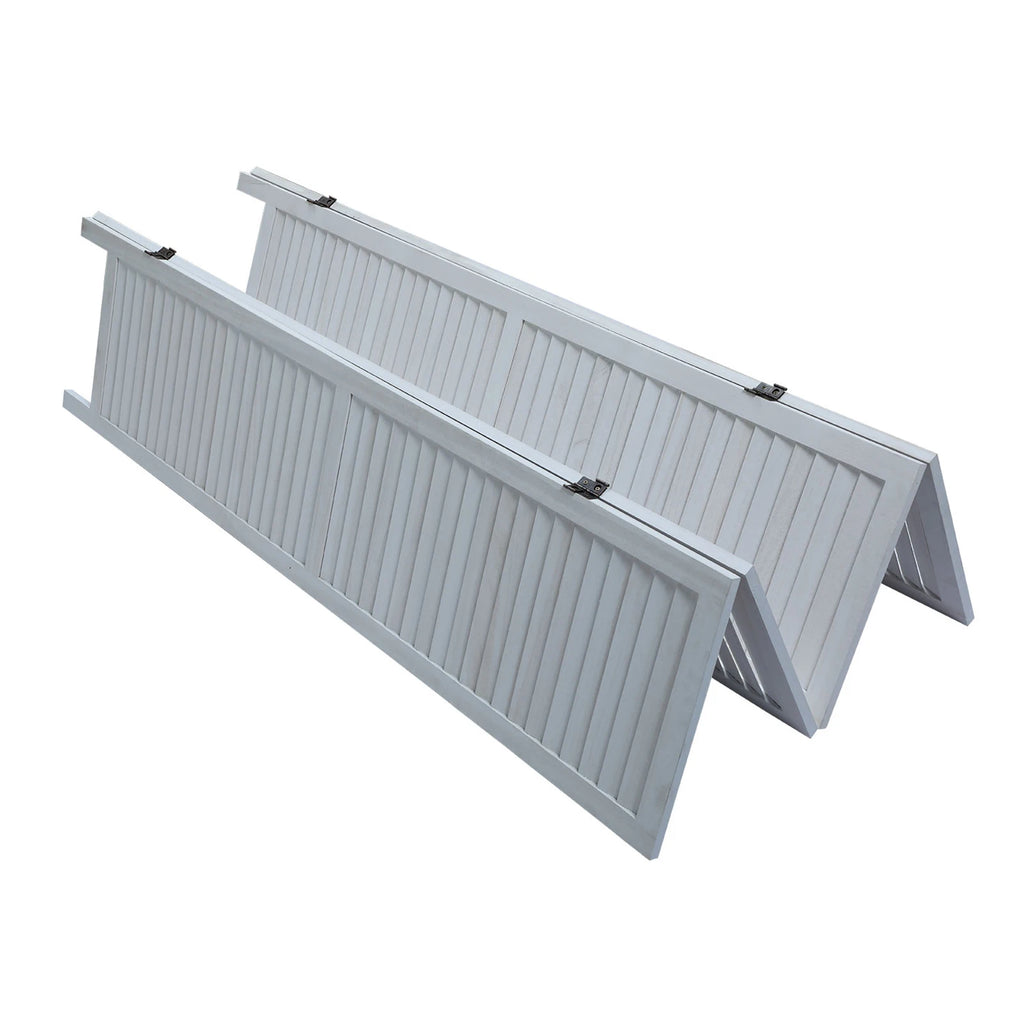 Sycamore wood 4 Panel Screen Folding Louvered Room Divider - Old white