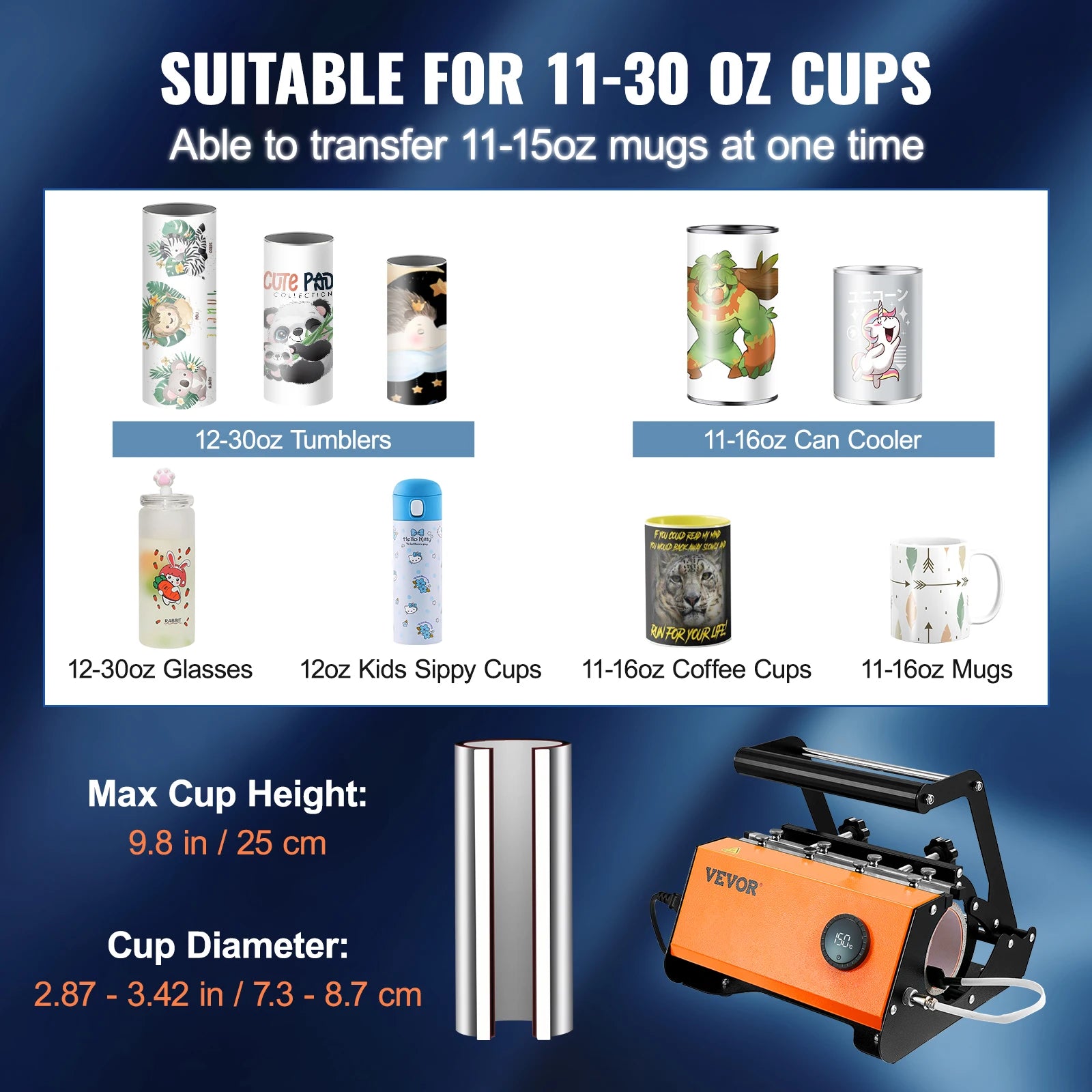 SucceBuy 11-30Oz Cup Tumbler Heat Press Touchscreen DIY Gift Ceramic Mug Heat Presser Sublimation Transfer Auto Printing Machine