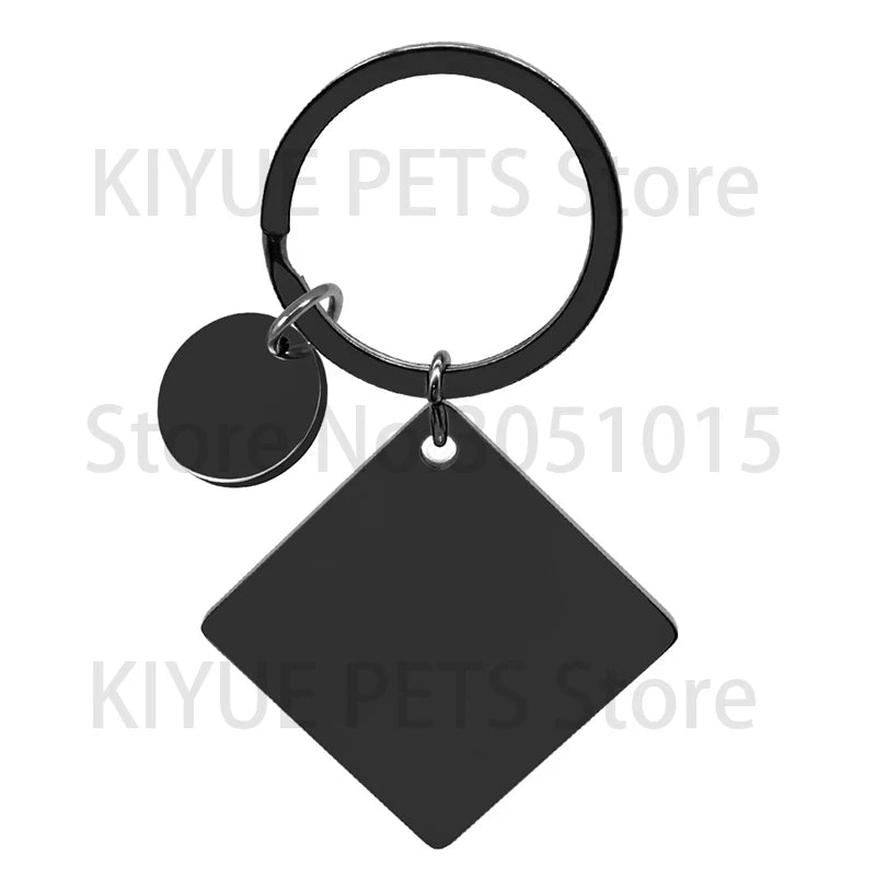 20Sets Pet Dog ID Tag Stainless Steel Mirror Metal Blank Square Personalized Keychain Keyring Engravable Anti-lost Accessories