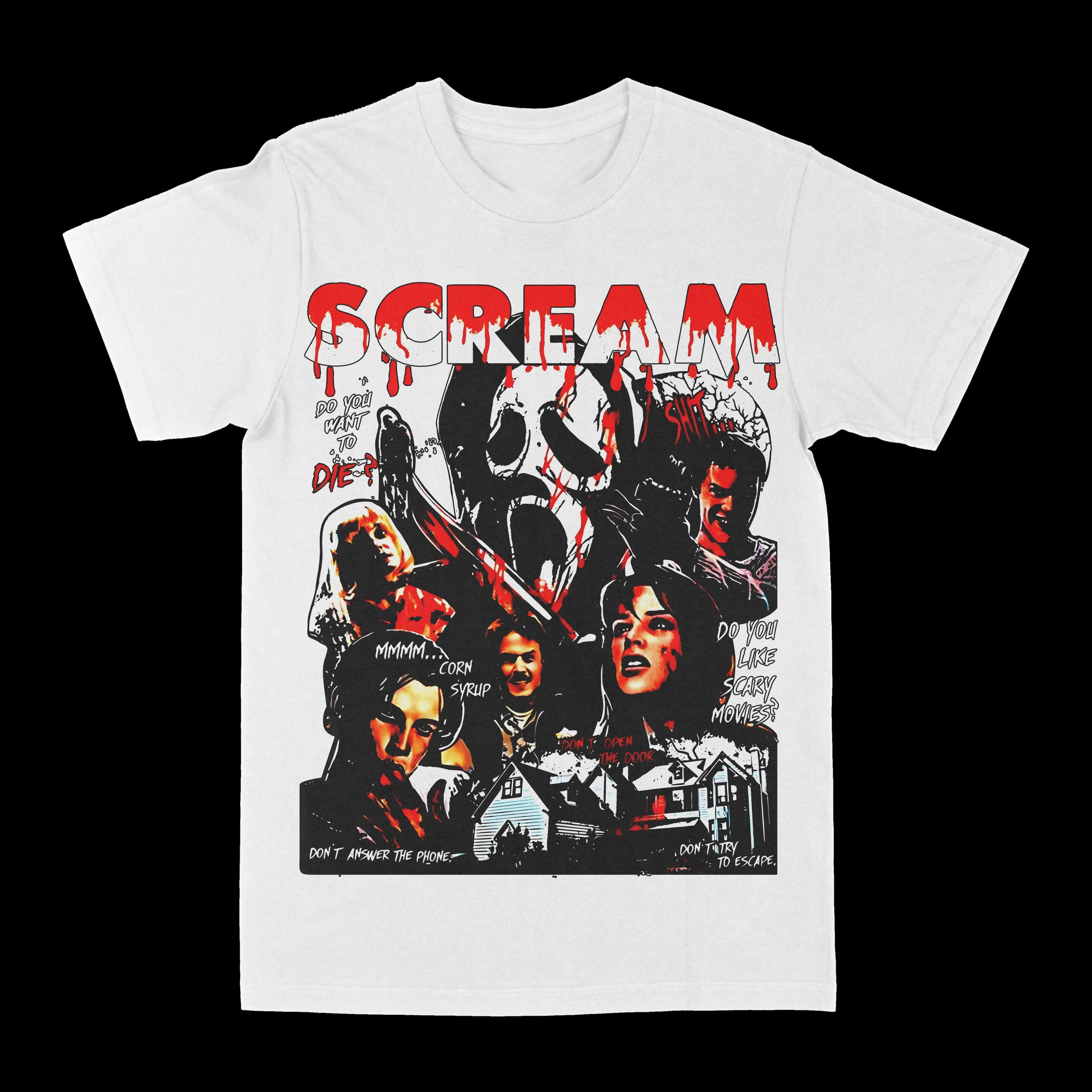 Scream Ghostface Horror Movie Merchandise Printed T-shirts, Summer Luxury Brand Pure Cotton Men's and Women's T-shirts