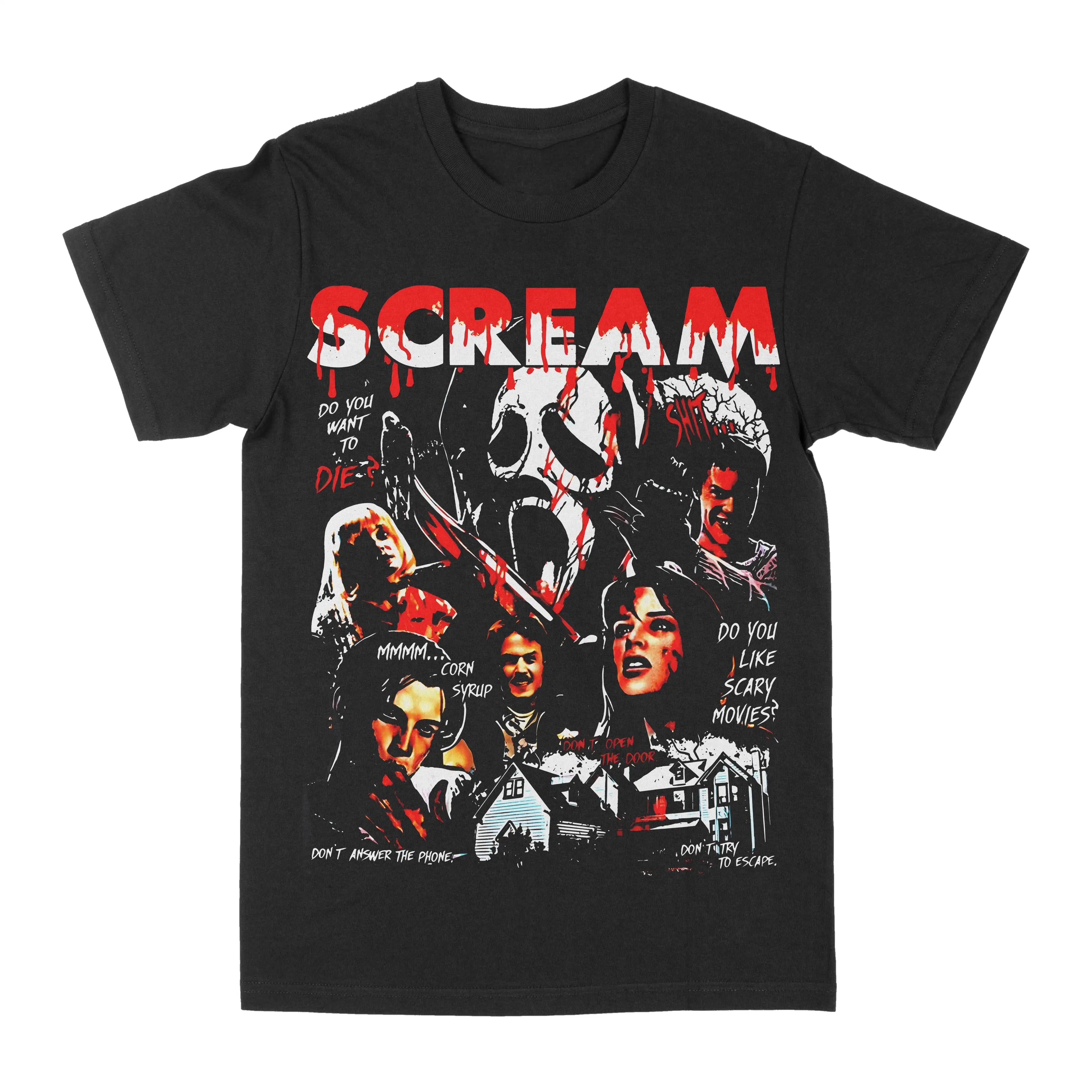 Scream Ghostface Horror Movie Merchandise Printed T-shirts, Summer Luxury Brand Pure Cotton Men's and Women's T-shirts