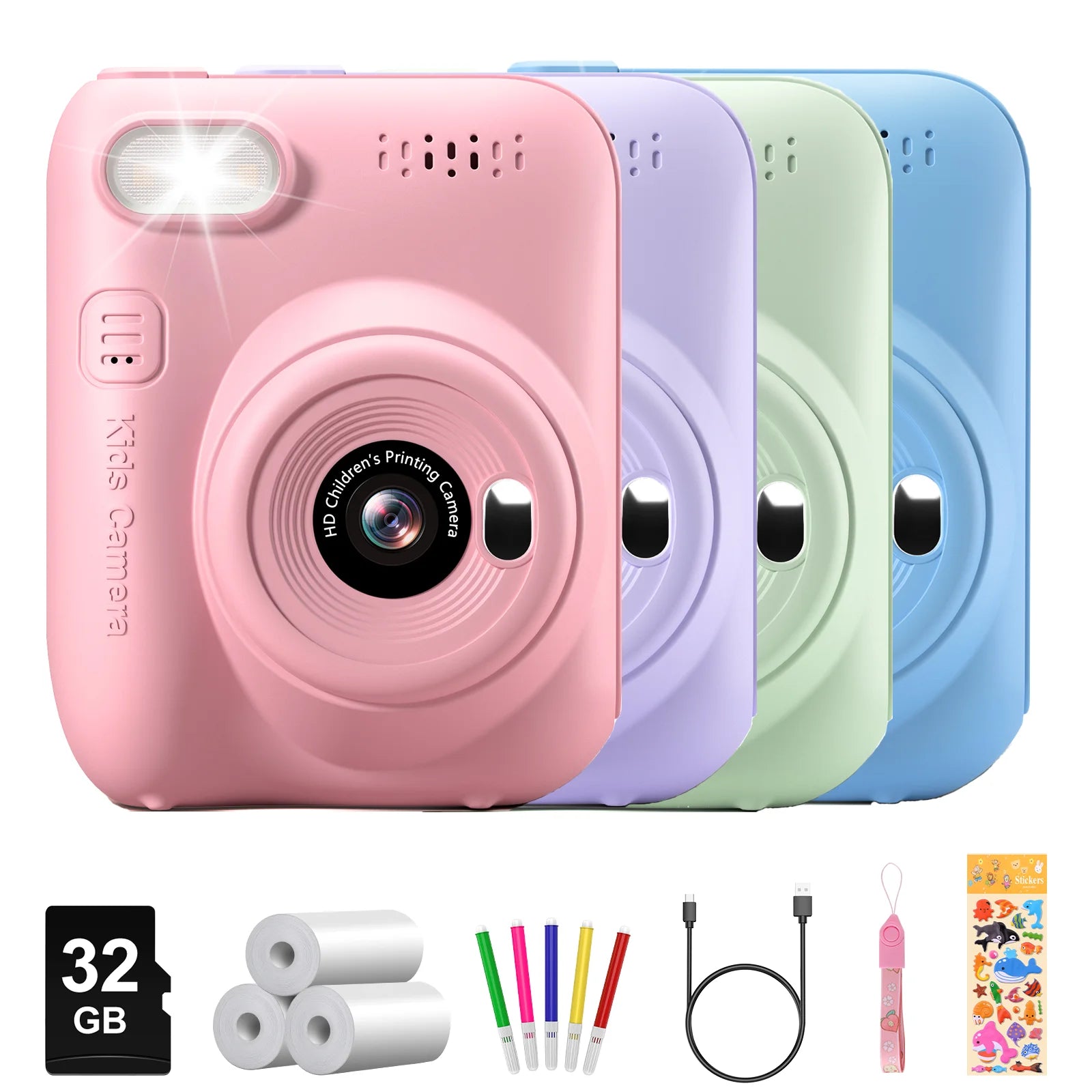 Instant Print Camera for Kids, 3.0" Kids Camera for 6-12 Year, 32MP HD 1080P Digital Camera with 3 Rolls of Printer Paper