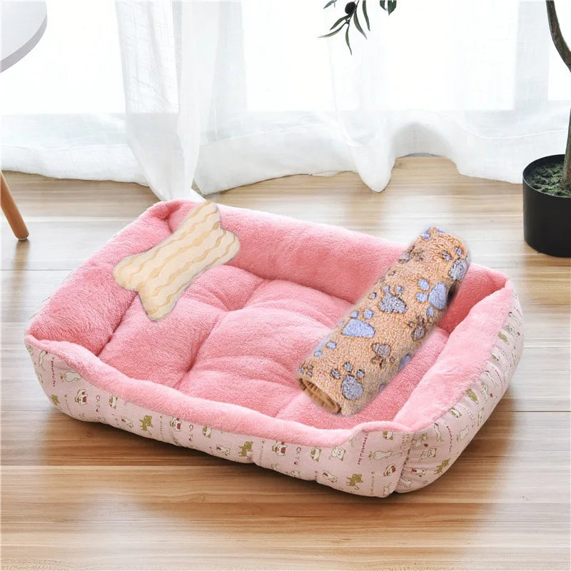 Pet Large Dog Bed Warm House Candy-colored Square Nest