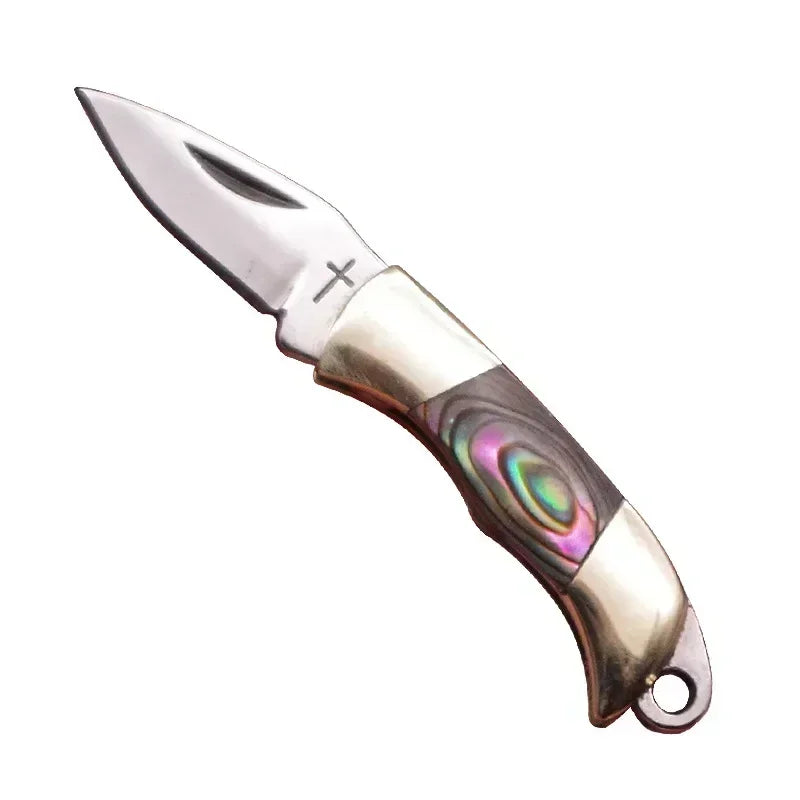 Stainless Steel Sharp Blade Mini Pocket  Knife Keychain Unpackage Portable Carry Fruit Paring Knife Brass Shell Handle