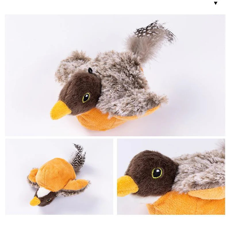 Interactive Cat Toys Rechargeable Flying Bird Cat Toy  Can Add Catnip Touch Activated Plush Toy