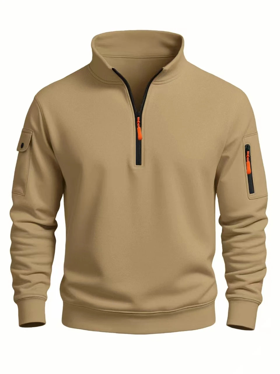 Men's sweatshirt 2025 autumn and winter new casual sports casual long sleeved high neck half zipper windproof top