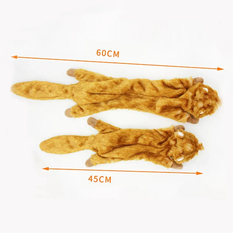 45/60CM Plush Pet  Dog Chew Toy with Squeaker Animal Shape for Small Medium Dogs Puppy Fox Wolfdog Squirrel Lion Tiger Leopard