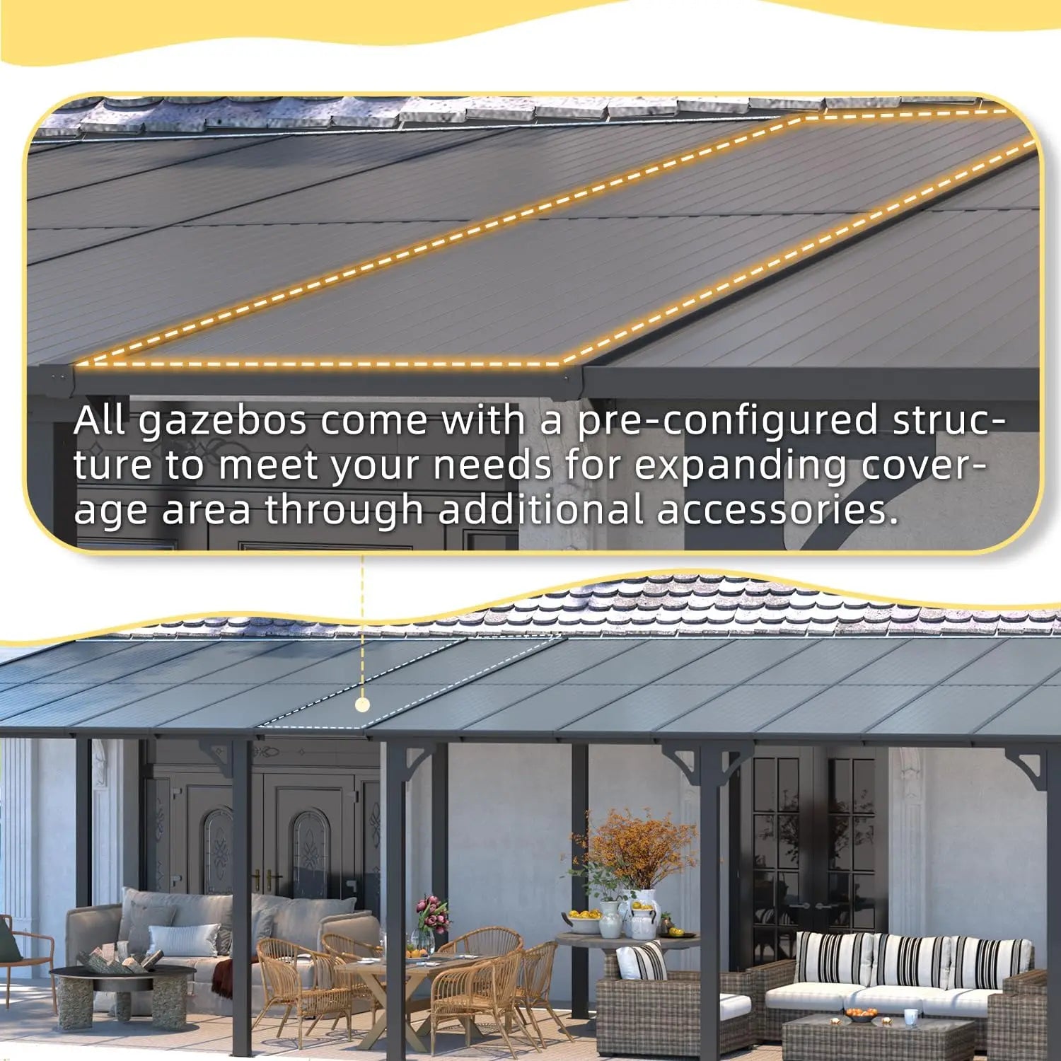 U-Max 10' X 10' Outdoor Gazebo Pergola On Clearance, Lean To Wall-Mounted Metal Awnings Pergolas And Gazebos For Patio, Panel