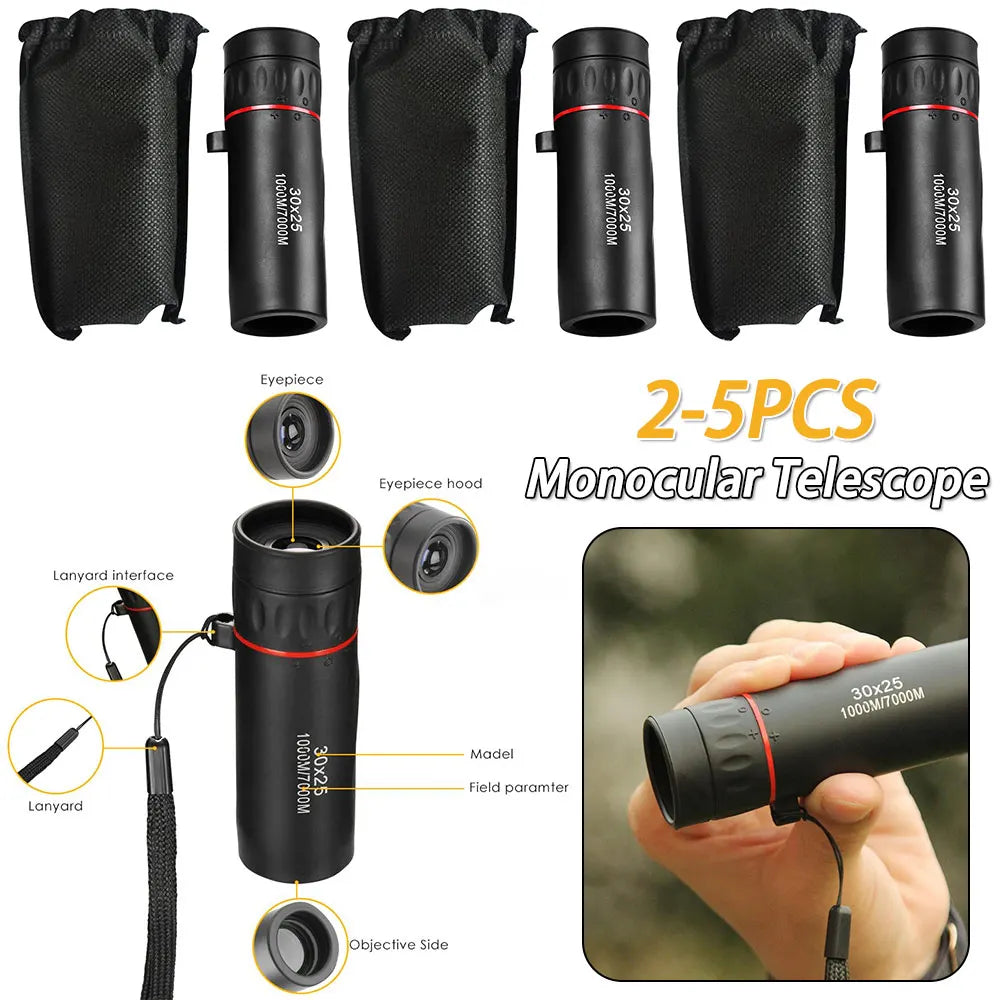 2-5PCS Mini Monocular Portable Telescope Outdoor Camping Handy Optics Scope Large Eyepiece Monocular for Sightseeing Travel