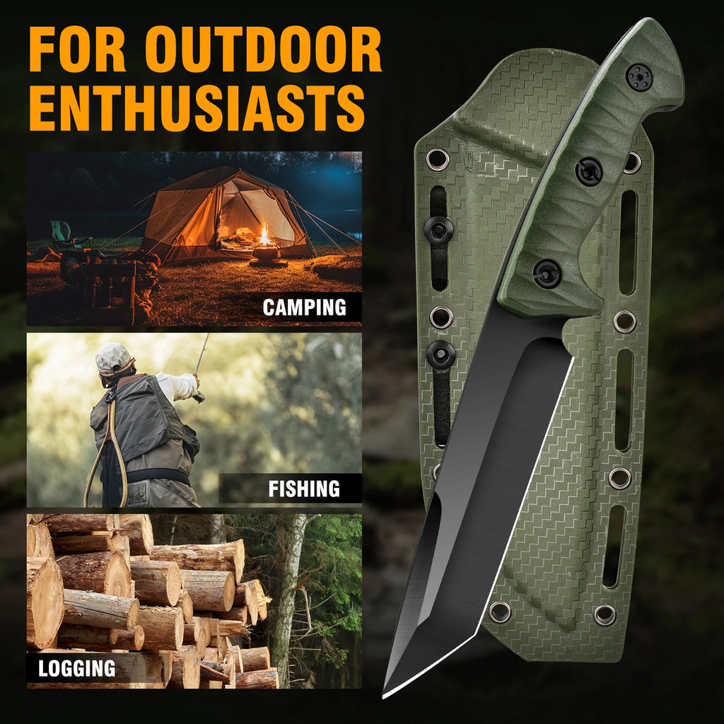 Rainforest Survival Knife - Lightweight, Stainless Steel with Wooden Handle & Spear