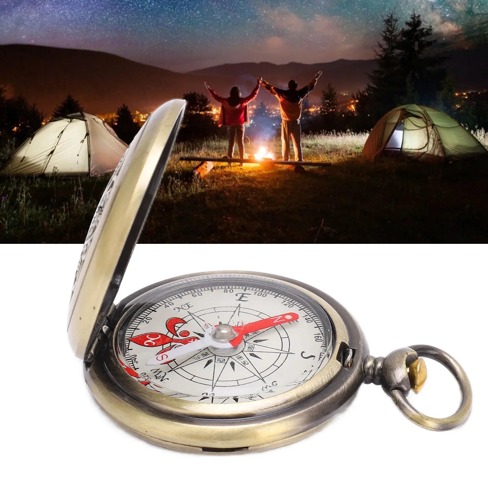 Outdoor Retro Compass Camping Hiking Portable Pocket Brass Gold Color Copper Compass Navigation With Waterproof Characteristics