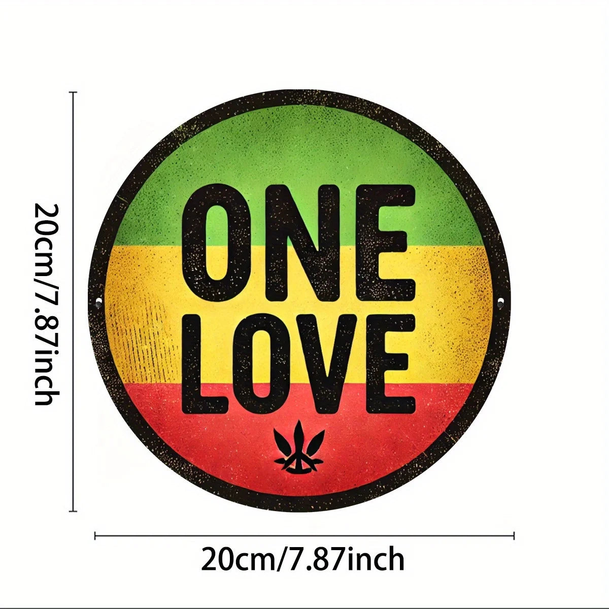 "One Love 7.8" Round Aluminum Metal Sign - HD Printed Decor for Home, Café, Garage, Patio - Perfect Gift for Loved Ones"