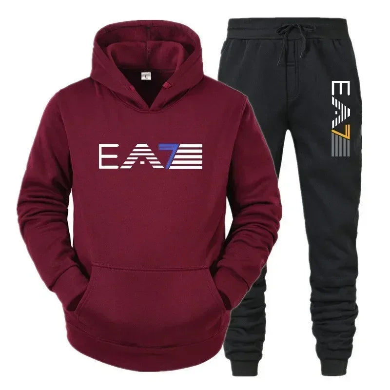 Men's sportswear set fashionable and casual autumn and winter men's sweatshirt + long pants two-piece set, brand-new outdoor ba