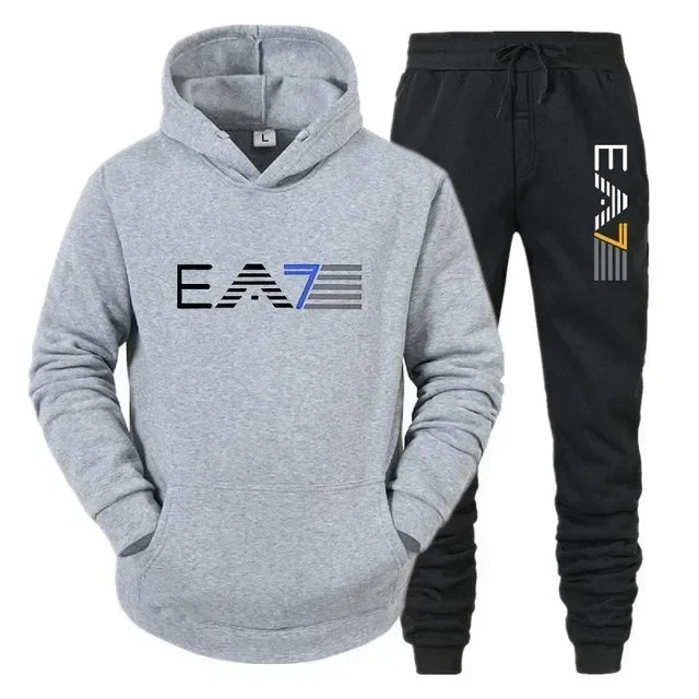 Men's sportswear set fashionable and casual autumn and winter men's sweatshirt + long pants two-piece set, brand-new outdoor ba