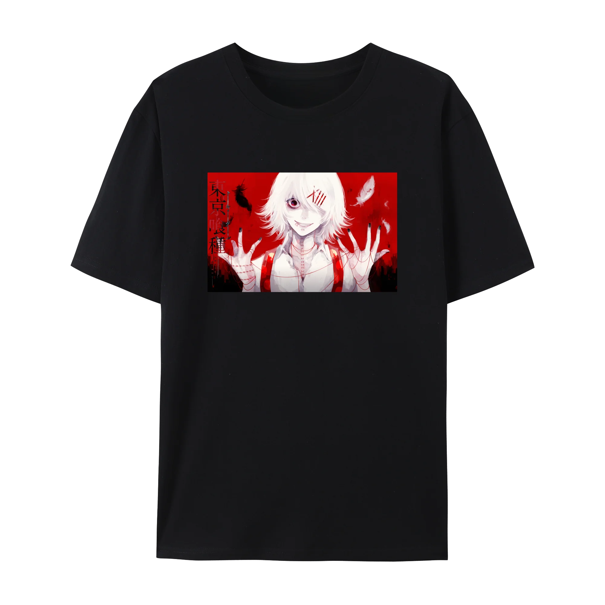 Tokyo Anime Ghoul Kaneki Ken Graphic Cotton T-Shirt, Japanese Anime  Short Sleeve Crewneck Shirt