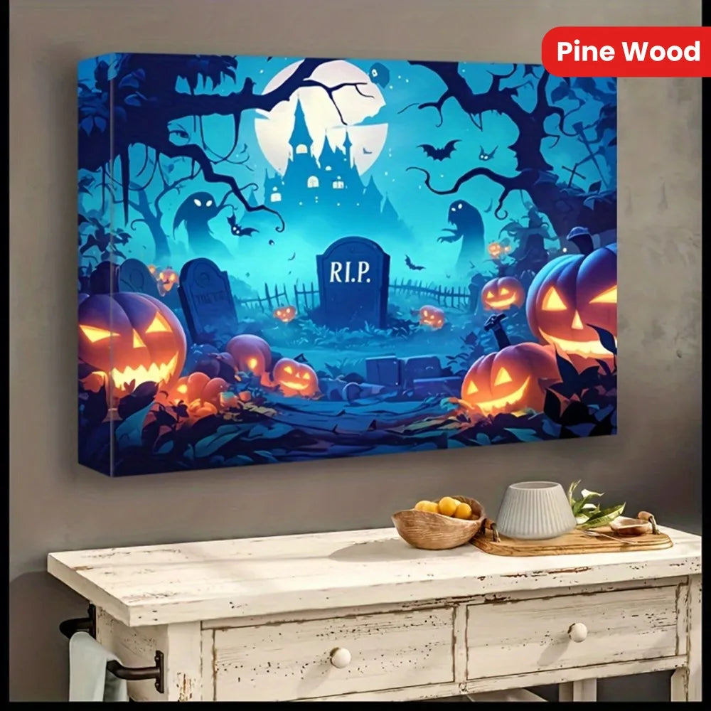 1.5 inch solid wood picture frame,decorated pumpkin mural,tombstone mural decoration,living room and bedroom interior decoration