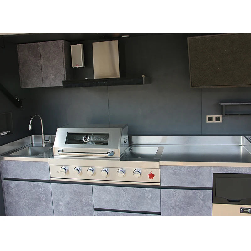 Modern Outdoor Furniture Cottage with Stainless Steel Kitchen Cabinets, Gas Grill with Shed, Customisable, Outdoor Pergola