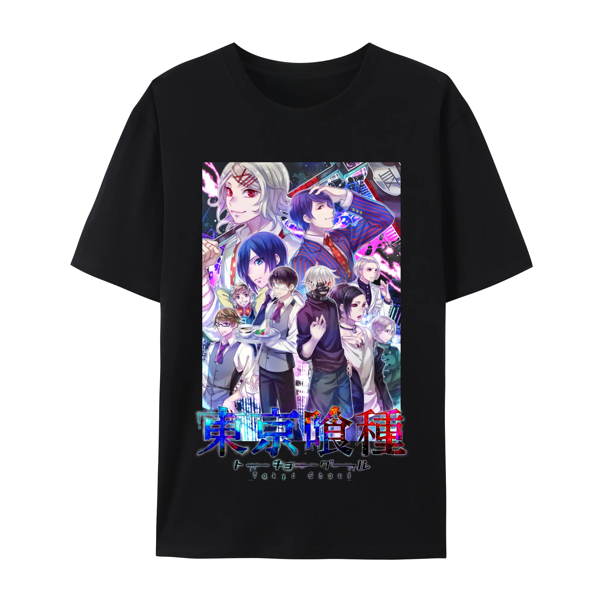 Tokyo Anime Ghoul Kaneki Ken Graphic Cotton T-Shirt, Japanese Anime  Short Sleeve Crewneck Shirt