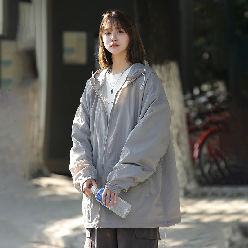 Outdoor Hiking Suncreen Coats Women New Loose Large Size Breathable Sun-Protective Clothing Jacket Thin Skin Windbreaker Female