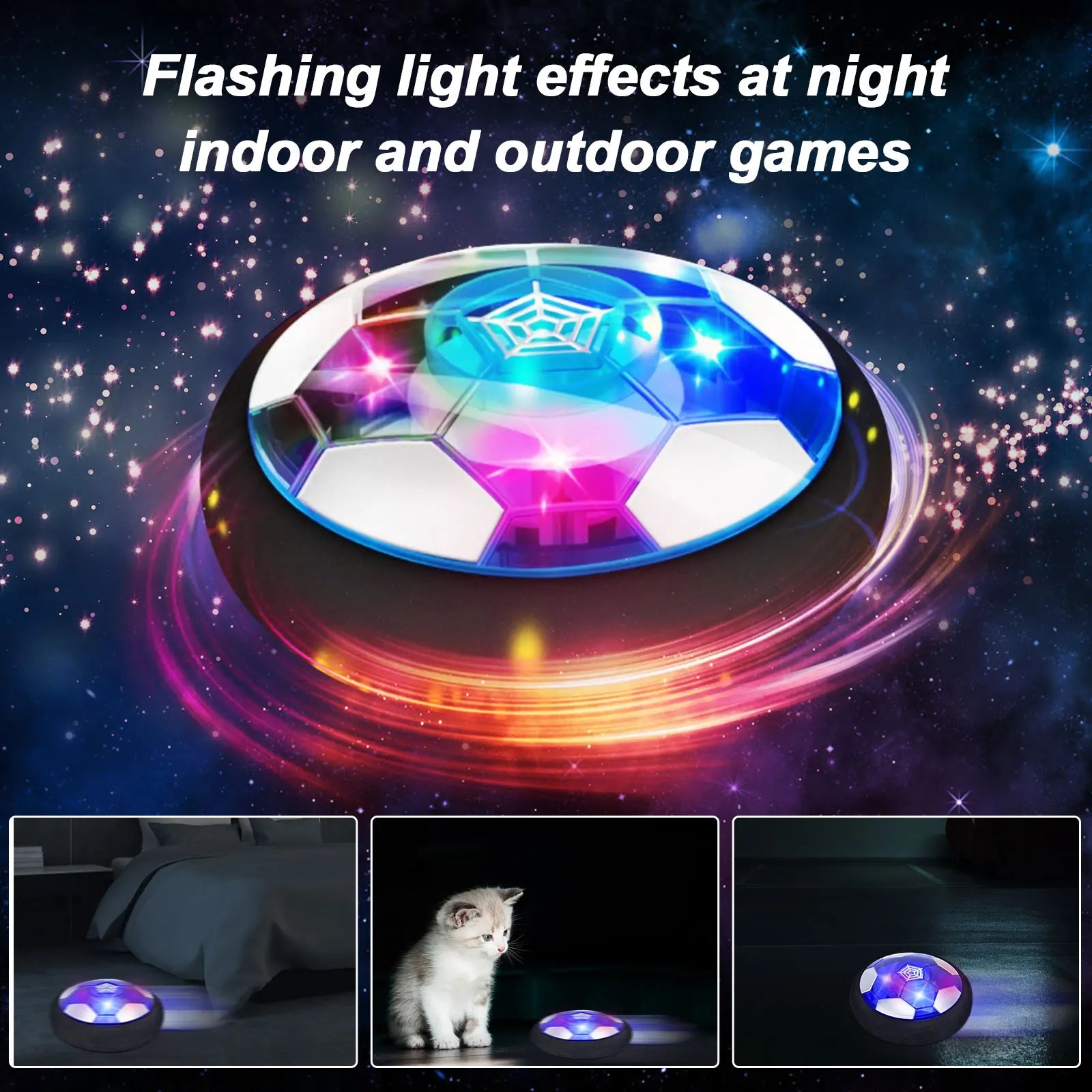 Hover Soccer Ball set, 2-in-1 Indoor and Outdoor Soccer Ball, Hover Hockey Set for Kids Ages 3 +, Rechargeable LED Birthday Gift