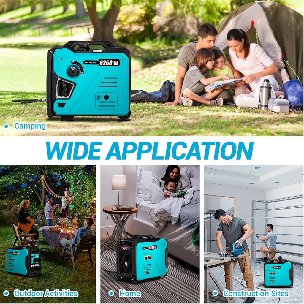 6250W Portable Inverter Generator, Outdoor Power Equipment, Super Quiet Generator, Gas Powered Generator For Emergency Use