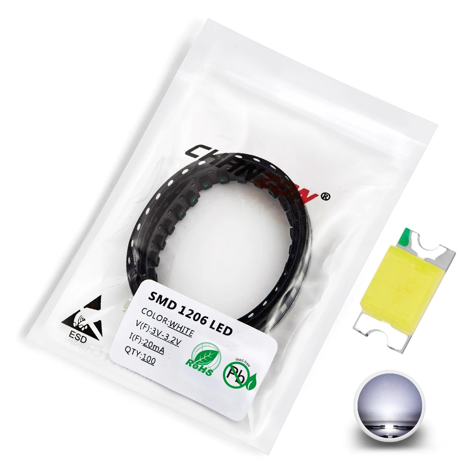 1206 3216 SMD LED Diode Chip Warm White Red Green Blue Yellow Orange UV Purple Pink RGB SMT Lamp Light Beads Emitting Kit