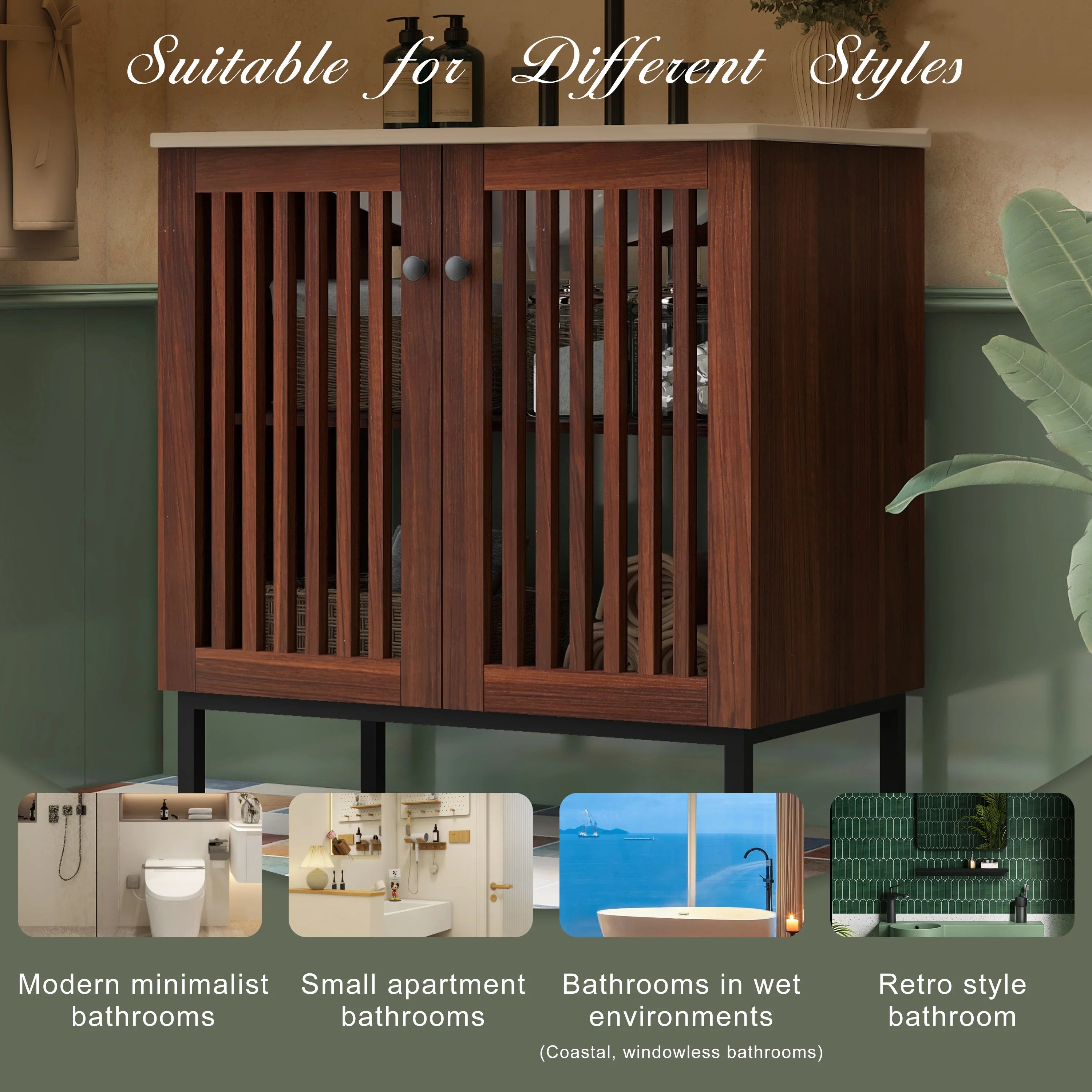 SH.KL 30 Inch  Bathroom Cabinet with 2 Soft-Close Doors, Bathroom Furniture, Vanities