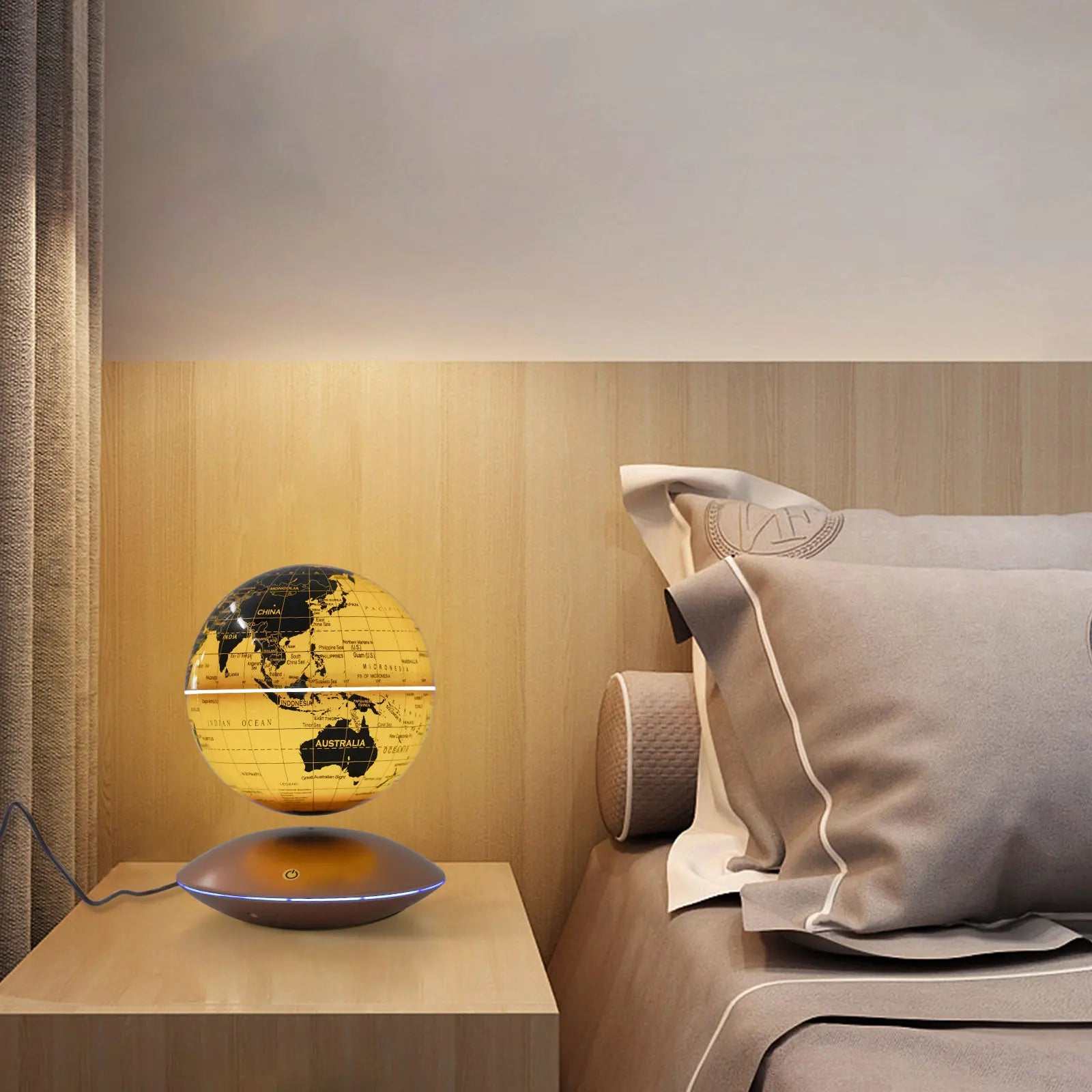 Magnetic Levitating Floating Globe World Map Color Light Night Lamp Decor DC12V