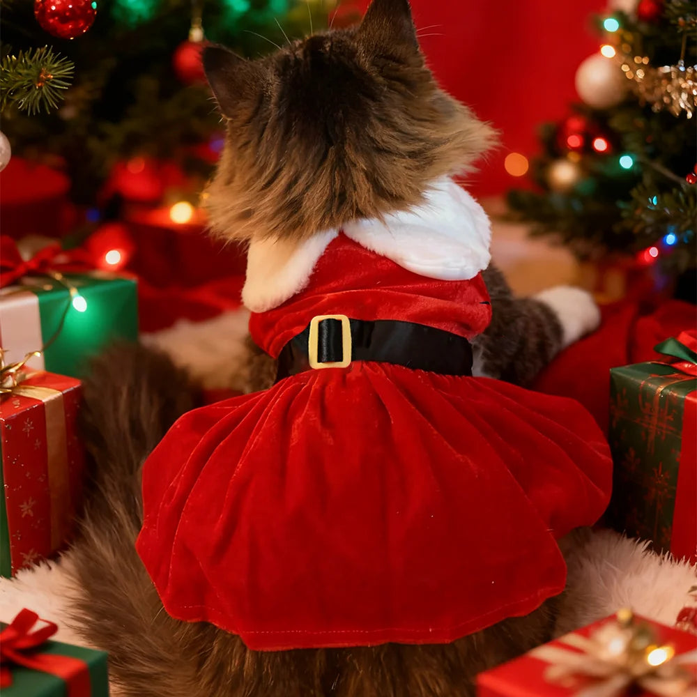 Cute Pet Dresses For Christmas Cosplay Dog Princess Skirt For Small Medium Dogs Cats Kitten Soft Cozy Pets Dresses Kitty Costume