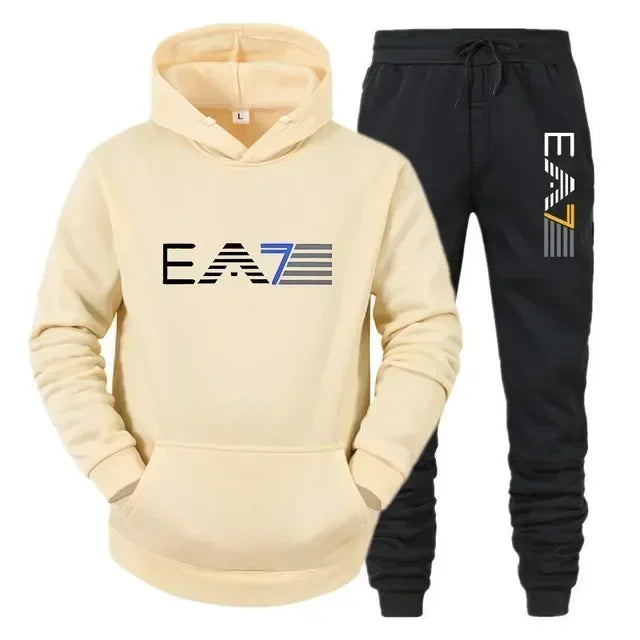 Men's sportswear set fashionable and casual autumn and winter men's sweatshirt + long pants two-piece set, brand-new outdoor ba