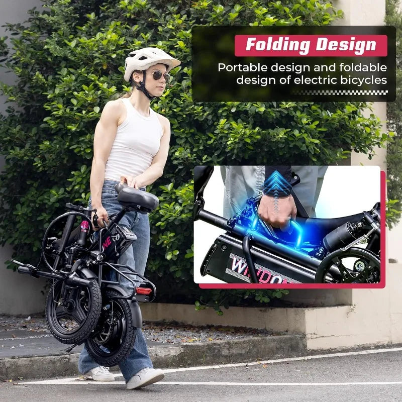 S14/S16 Electric Bike For Adults, Max 19/22 MPH Speed & 28/50 Miles Range (PAS), 500W/750W Peak Motor, Foldable