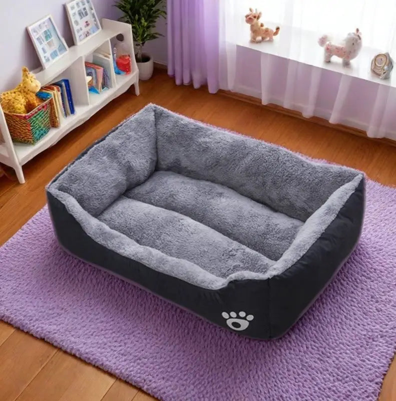 Black Dog Bed Plush Sleeping Bed for Large, Medium and Small Dogs, Non-Slip and Bite-Resistant Pet Sleeping Mat