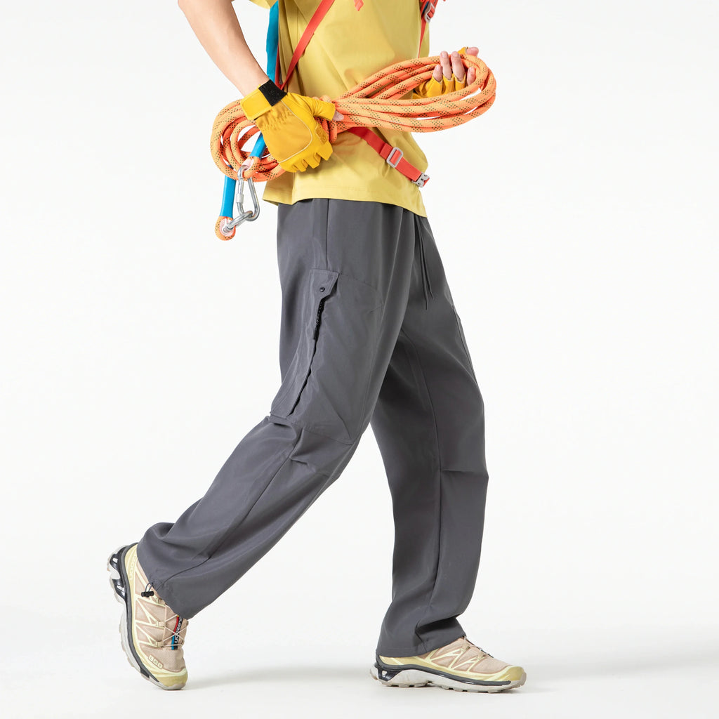 Outdoor Climbing Camping Hiking Trousers Casual Loose Cuffed Pants Men's Solid Color Long Pants Autumn Fashion Men Clothing