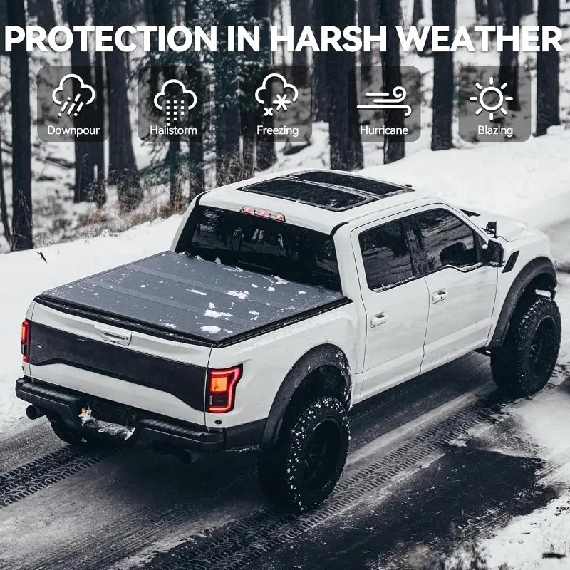 FRP Hard Tri Fold Truck Bed Tonneau Cover Fits For Toyota Tacoma 2024 2025 5 Ft Bed (Excl. Trail Edition) With Deck