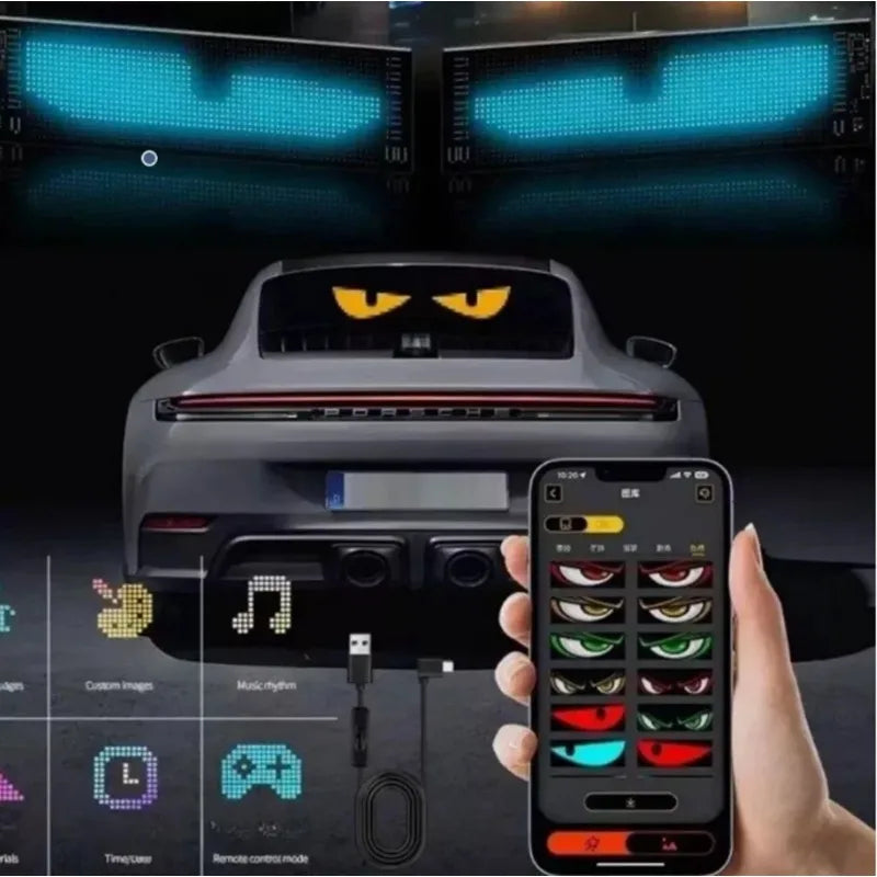 2PCS Car Led Signs Lights Devil Eyes Light for Truck Taxi Windshield Glow LED Sign Eye Lights Flexible LED Display Screen