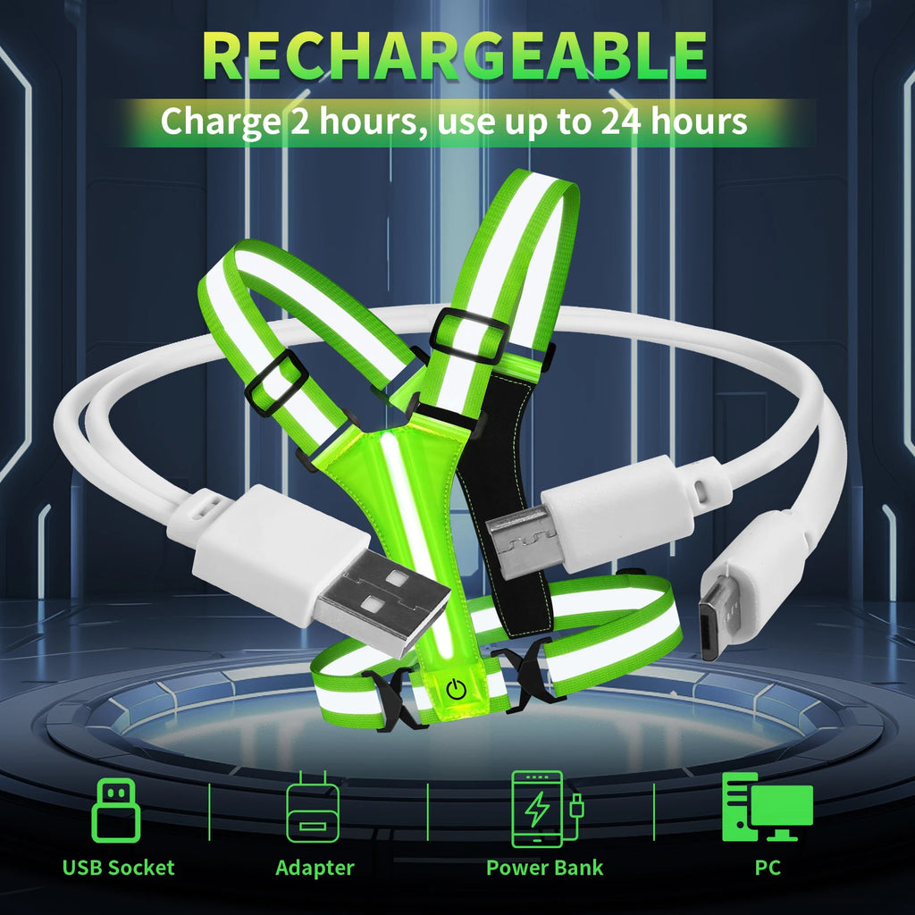 Outdoor Night Walking Safety Vests Highlight Adjustable Lightweight Reflective Vest Biking Safety Straps Waterproof Running Gear