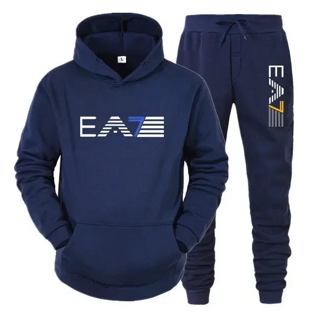 Men's sportswear set fashionable and casual autumn and winter men's sweatshirt + long pants two-piece set, brand-new outdoor ba